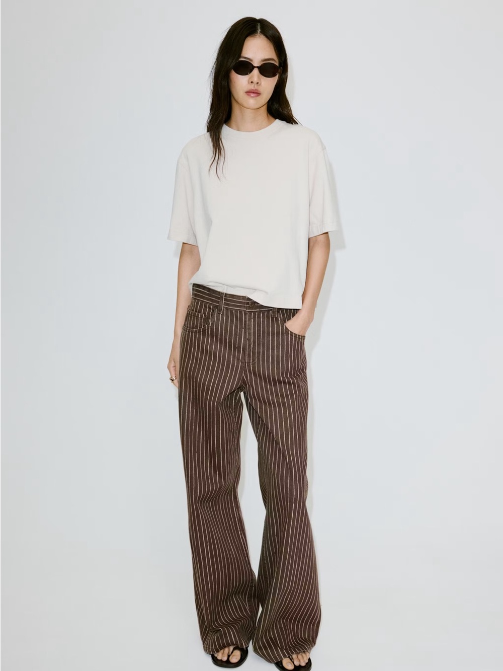 NWT (size 10) Mango Wide Leg Striped Jeans
